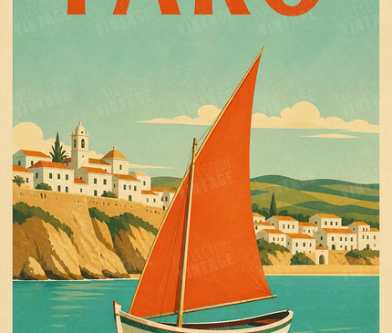affiche faro portugal vintage