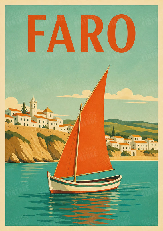 affiche faro portugal vintage