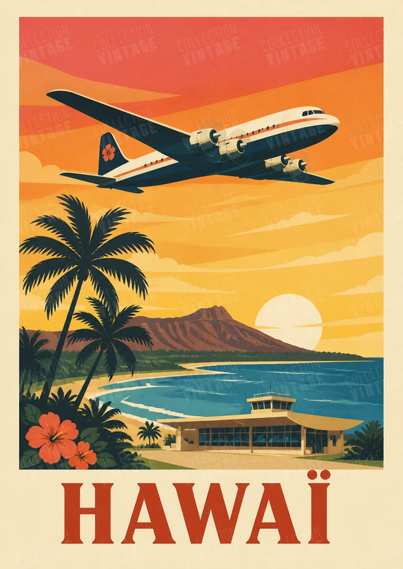 affiche hawai vintage style affiche airline