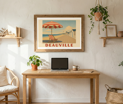 affiche deauville parasol et transat