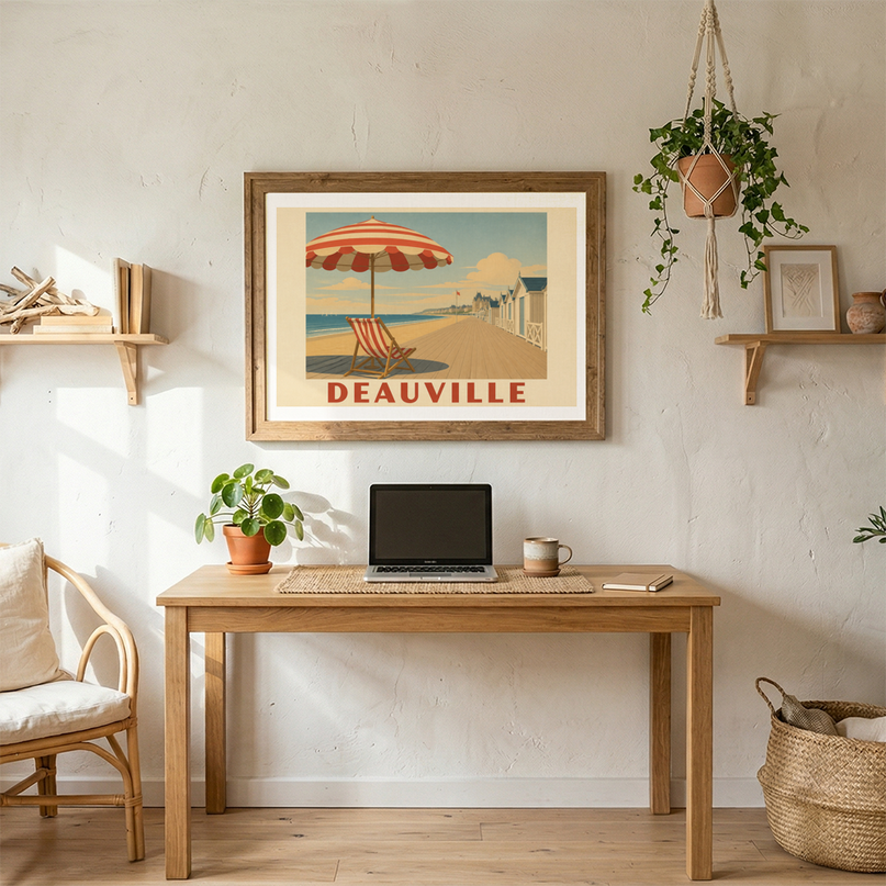 affiche deauville parasol et transat
