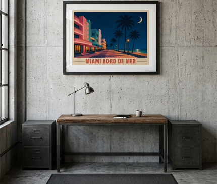 affiche miami boulevard bord de mer