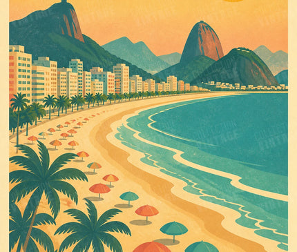 affiche plage rio de janeiro rétro