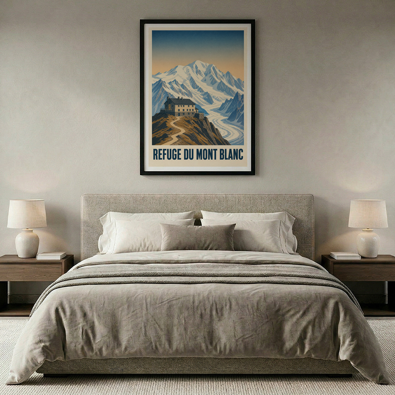 affiche refuge mont blanc vintage