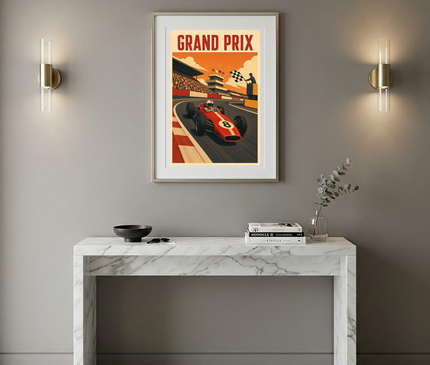 affiche grand prix f1 style garage retro