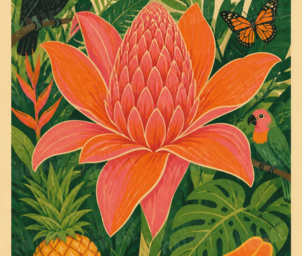 affiche amazonie fleurs tropicales vintage