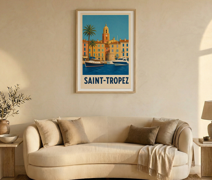 affiche saint tropez vintage poster mural