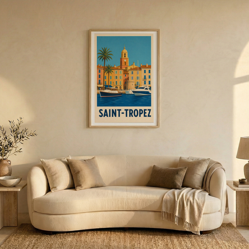 affiche saint tropez vintage poster mural