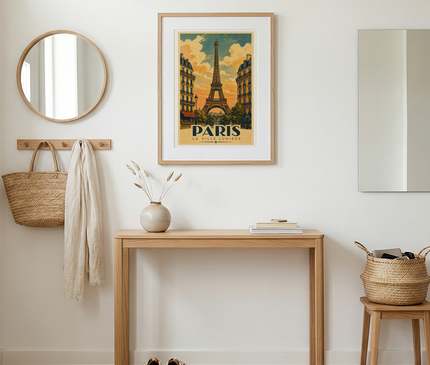 poster tour eiffel illustration vintage