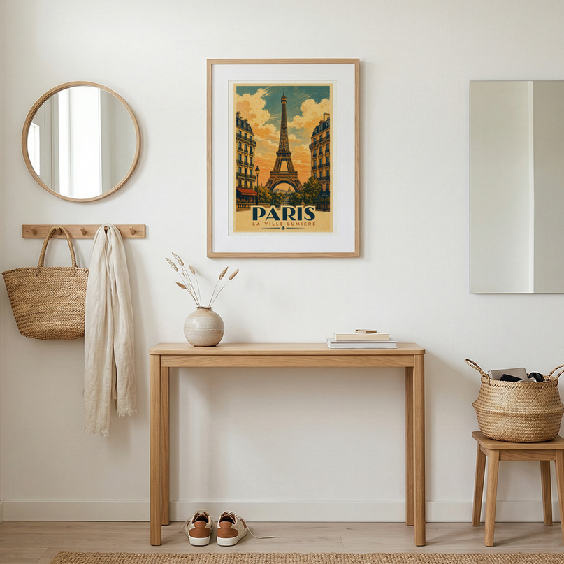 poster tour eiffel illustration vintage