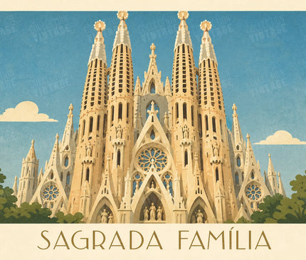 affiche sagrada familia détails architecturaux