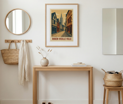 affiche rouen vieille ville illustration