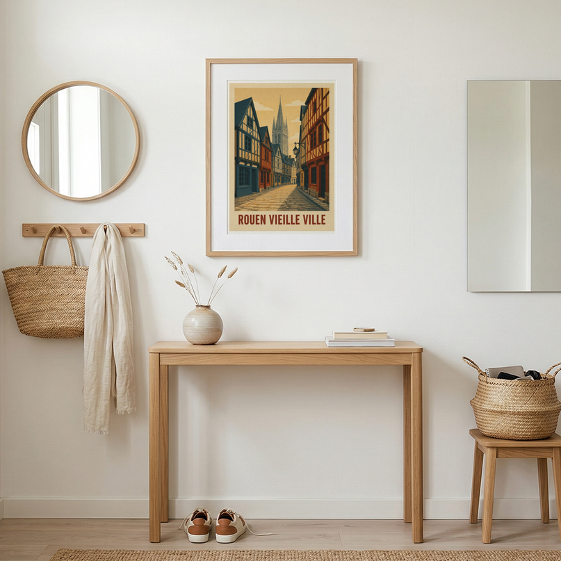 affiche rouen vieille ville illustration