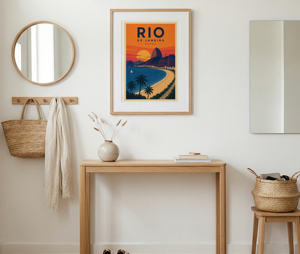 affiche brésil coucher de soleil vintage