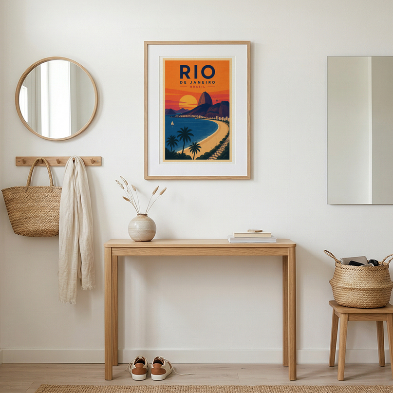 affiche brésil coucher de soleil vintage