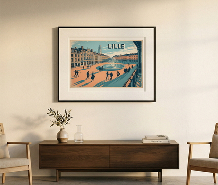 affiche lille aquarelle vintage