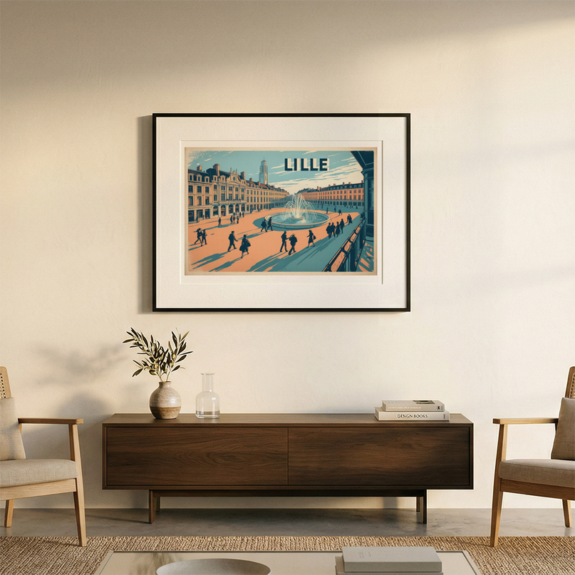affiche lille aquarelle vintage