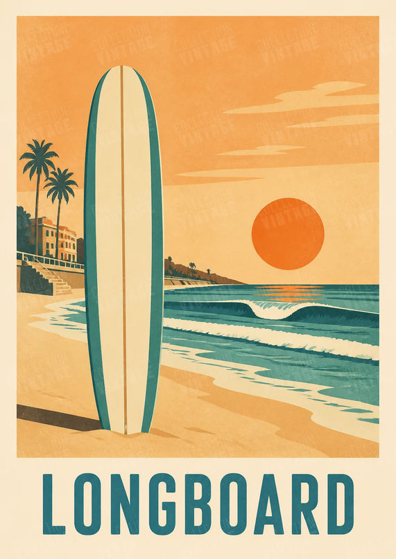 poster longboard surf vintage