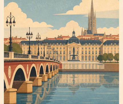 affiche bordeaux skyline vintage