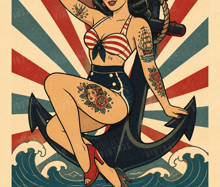 Affiche pin-up tatouée style old school