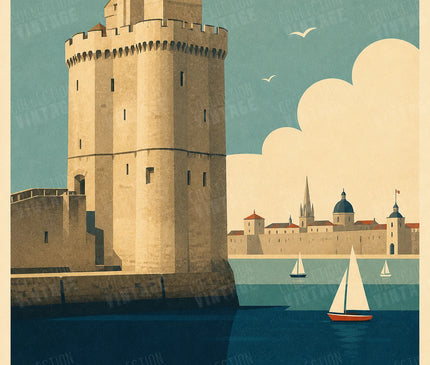 affiche la rochelle vintage tour saint nicolas