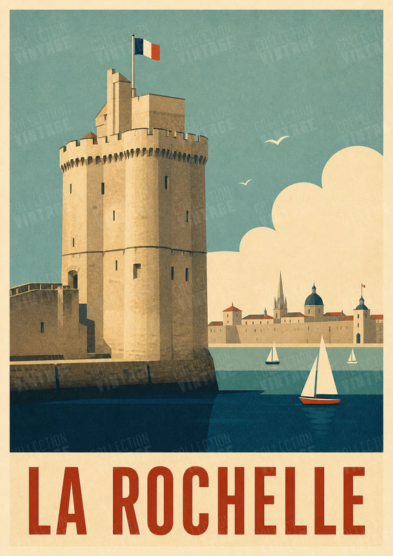 affiche la rochelle vintage tour saint nicolas