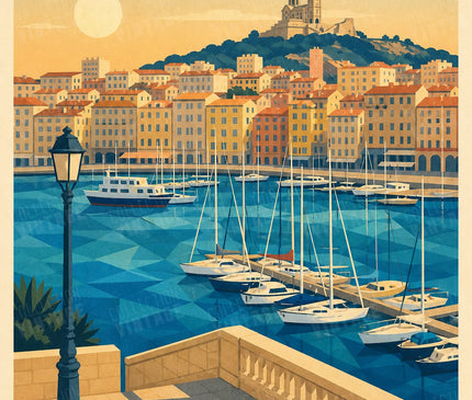 affiche retro marseille port