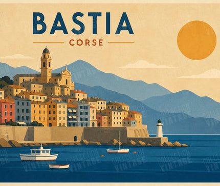 affiche bastia bord de mer vintage
