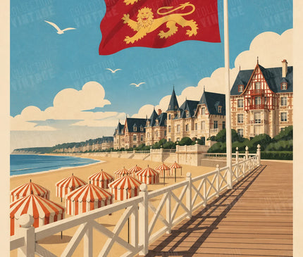 affiche deauville vintage drapeau normandie