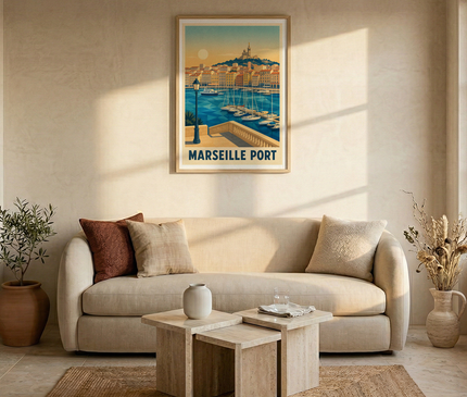 affiche retro marseille port