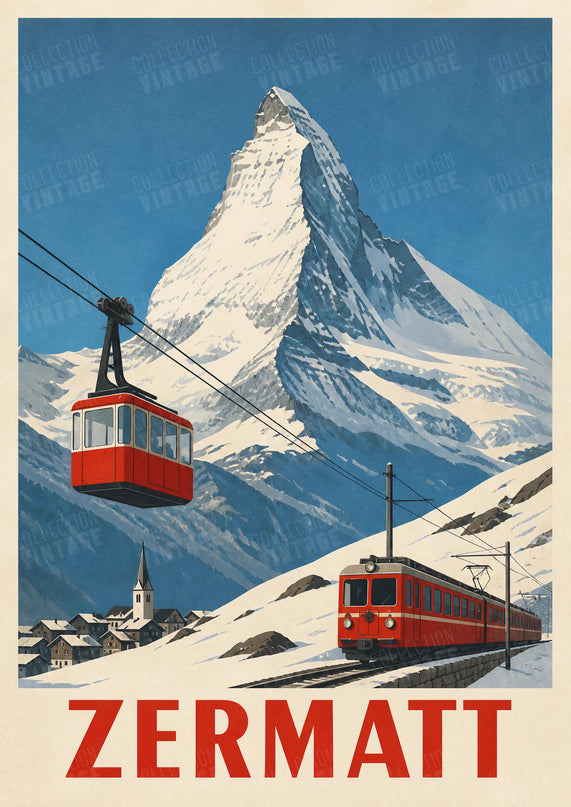 Affiche Vintage Ski Zermatt