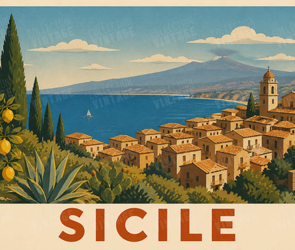 affiche murale sicile style ancien