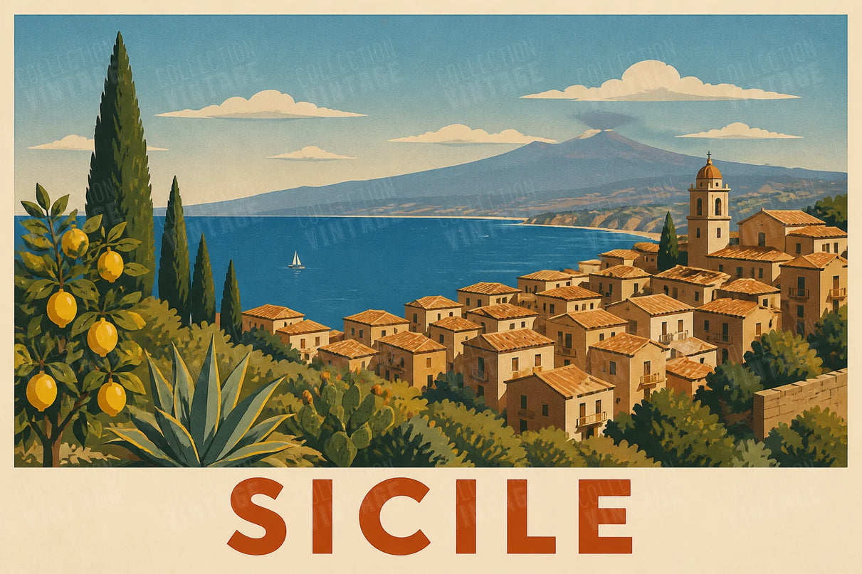 affiche murale sicile style ancien