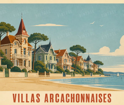 affiche vintage villas arcachonnaises