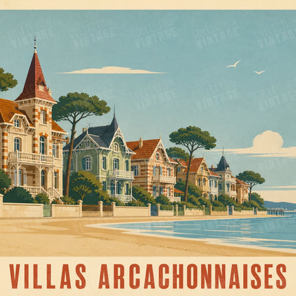 affiche vintage villas arcachonnaises