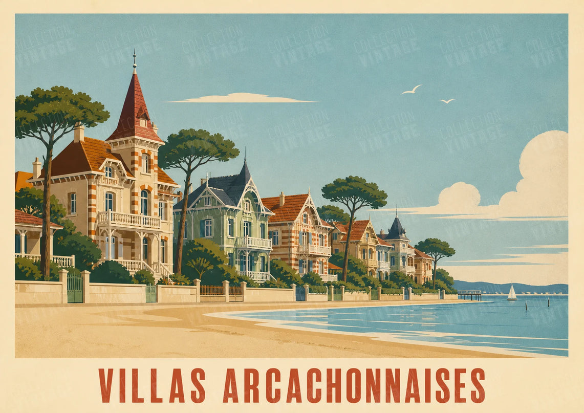 affiche vintage villas arcachonnaises