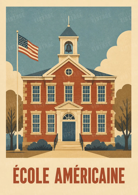 affiche etats unis ecole ancienne reproduction