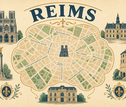 affiche reims plan ancien décoratif