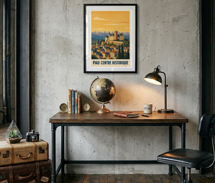 affiches pau centre historique illustration