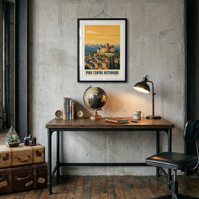 affiches pau centre historique illustration