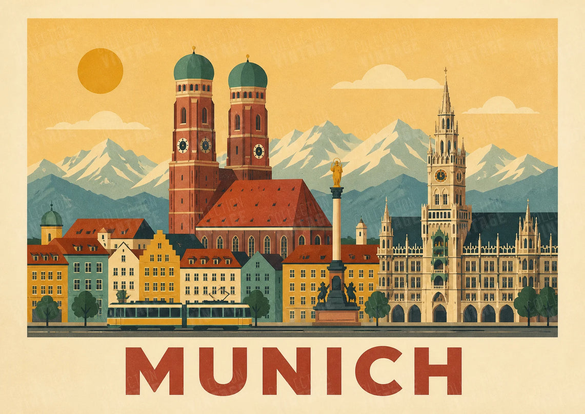 affiche munich style vintage contemporain