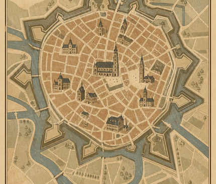 affiche carte ancienne de lille