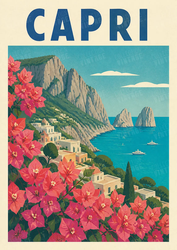 affiche bougainvilliers capri