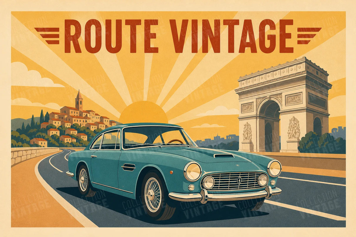 affiche voiture vintage style années 60