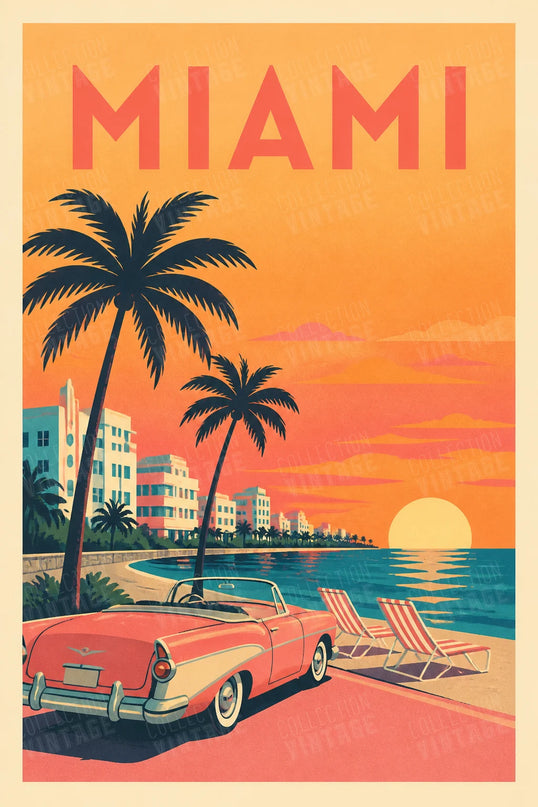 affiche miami poster décoratif vintage