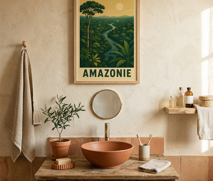 affiche arbres amazonie vintage