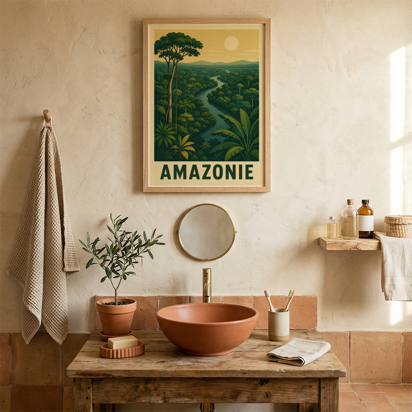affiche arbres amazonie vintage