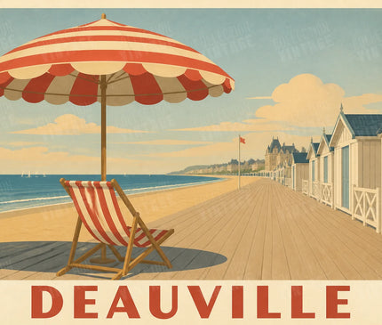 affiche deauville parasol et transat