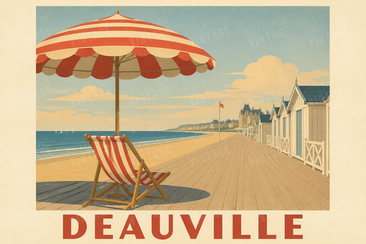 affiche deauville parasol et transat
