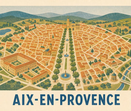 affiche aix en provence carte illustrée